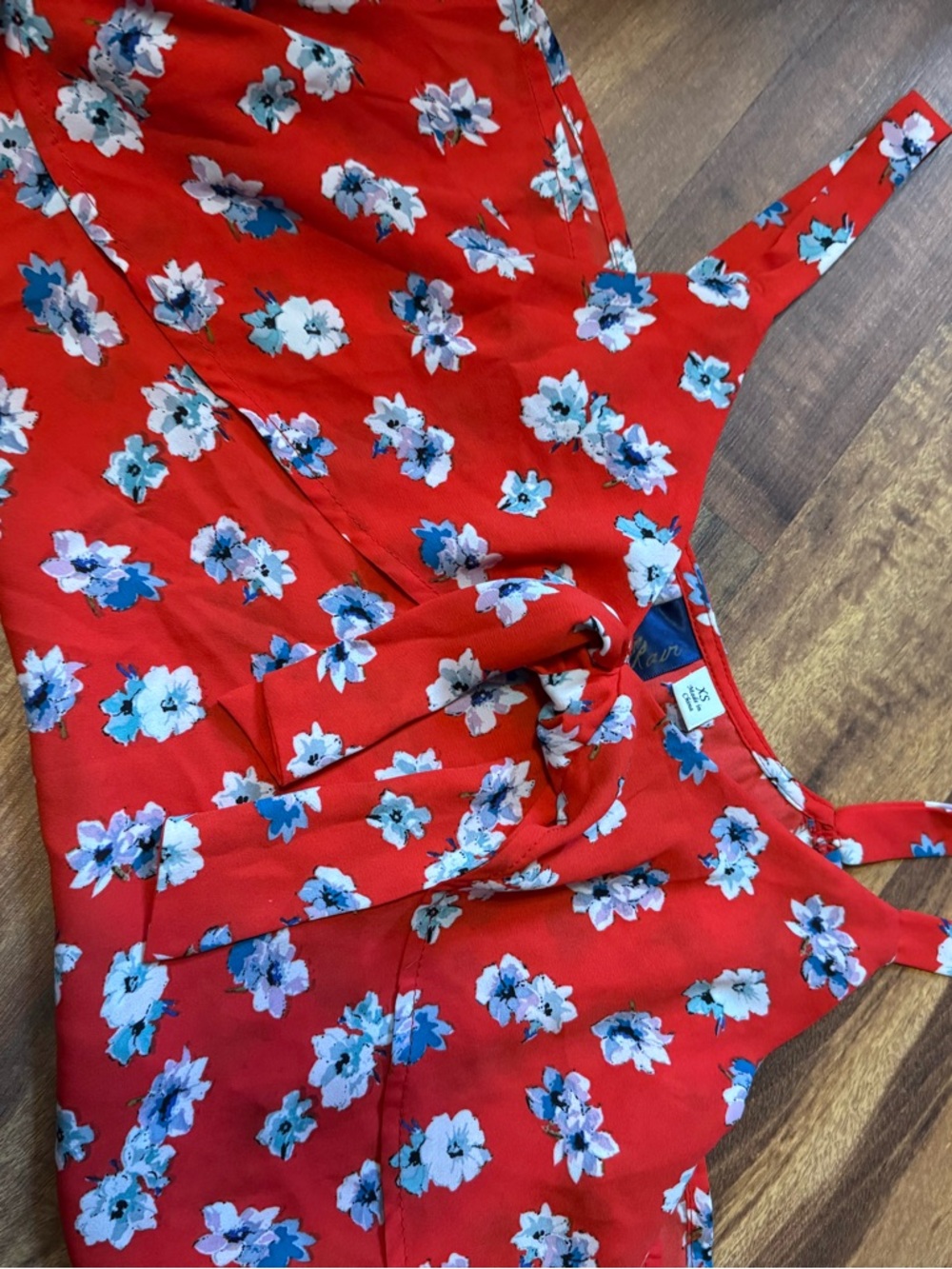 Women's Red Floral Dress Top
